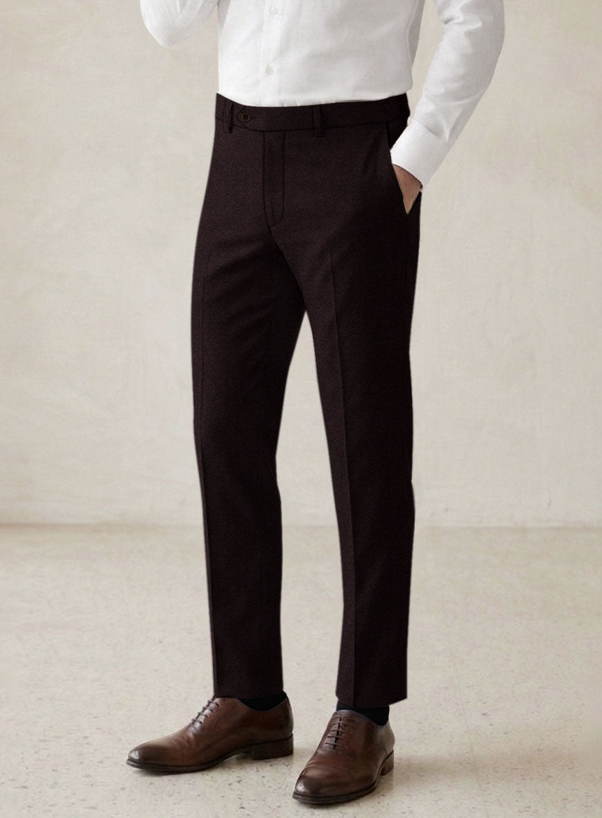 Scabal Sapphire Herringbone Wine Wool Pants - StudioSuits