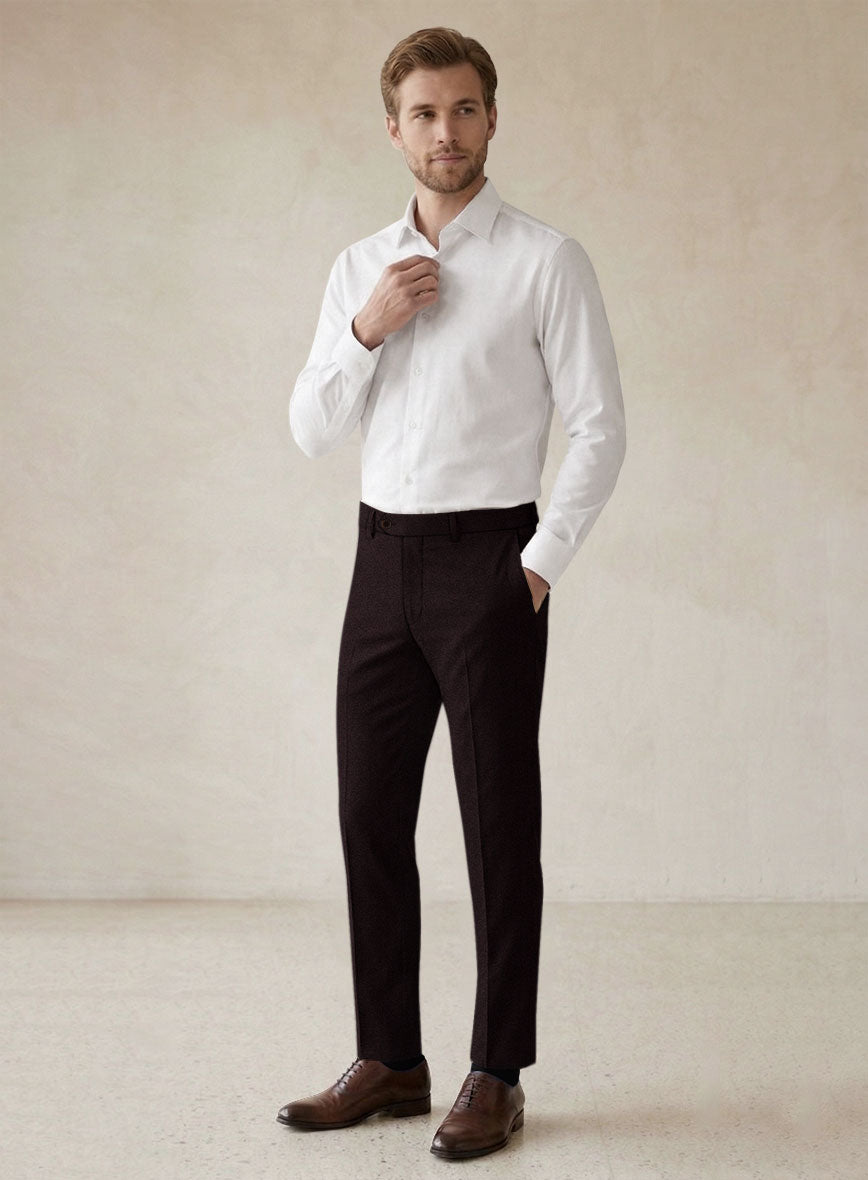 Scabal Sapphire Herringbone Wine Wool Pants - StudioSuits
