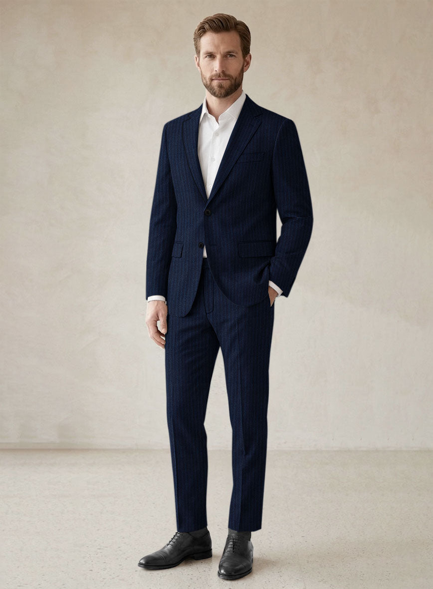 Scabal Sapphire Pinstripe Blue Wool Suit - StudioSuits