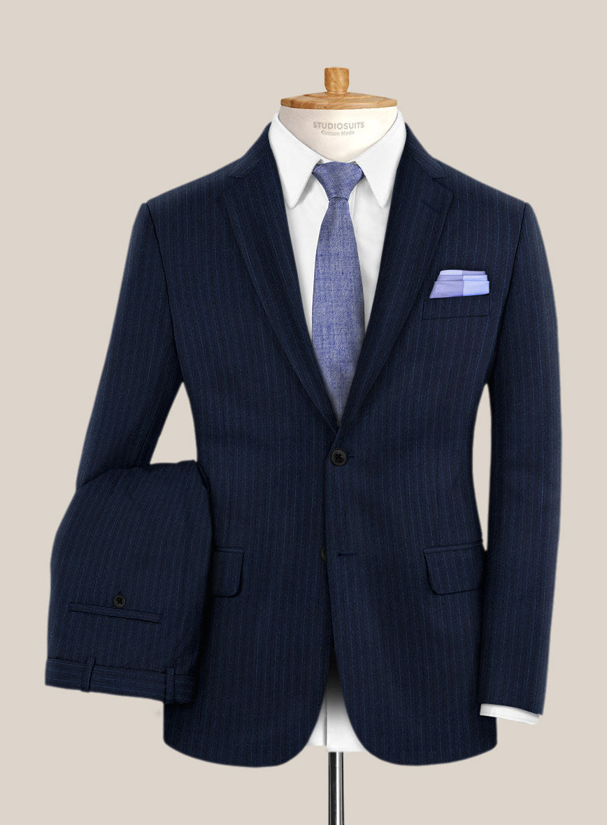 Scabal Sapphire Pinstripe Blue Wool Suit - StudioSuits
