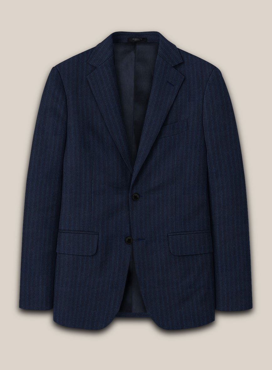 Scabal Sapphire Pinstripe Blue Wool Jacket - StudioSuits