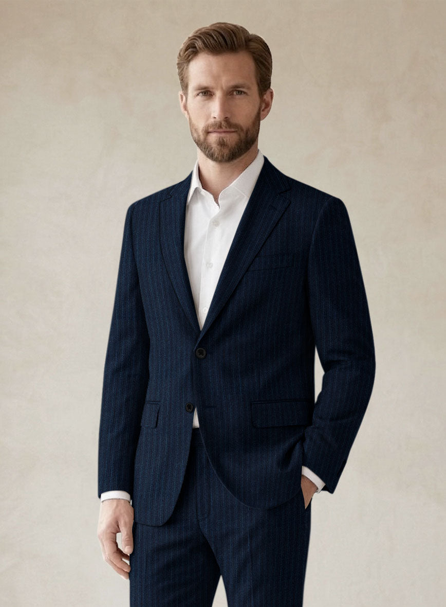 Scabal Sapphire Pinstripe Blue Wool Jacket - StudioSuits