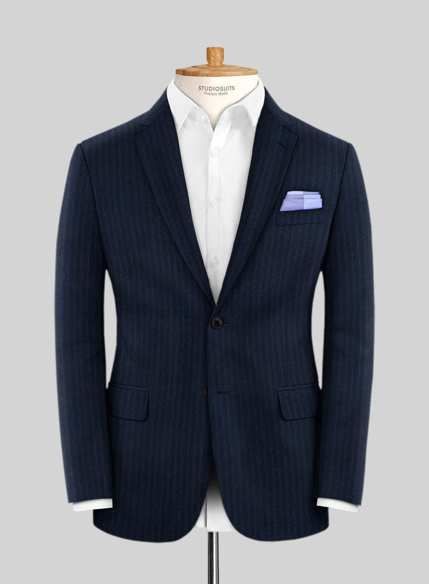 Scabal Sapphire Pinstripe Blue Wool Suit - StudioSuits