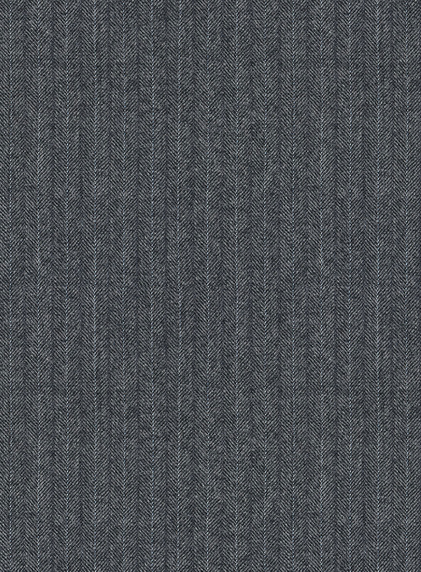 Scabal Sapphire Pinstripe Gray Wool Jacket - StudioSuits