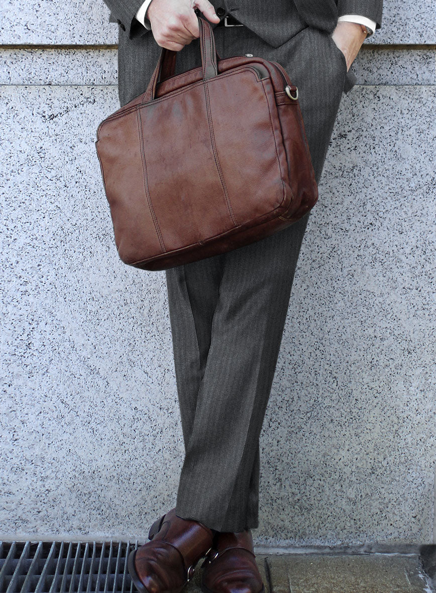 Scabal Sapphire Pinstripe Gray Wool Pants - StudioSuits