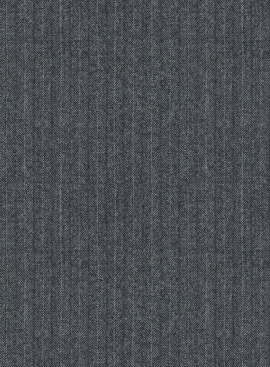 Scabal Sapphire Pinstripe Gray Wool Pants - StudioSuits