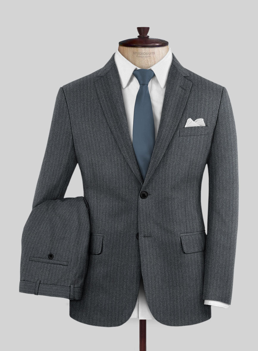Scabal Sapphire Pinstripe Gray Wool Suit – StudioSuits