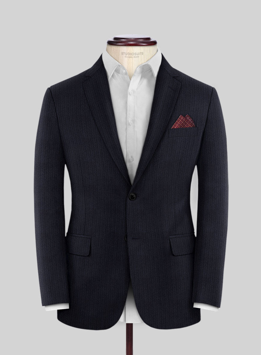 Scabal Sapphire Pinstripe Navy Wool Jacket - StudioSuits