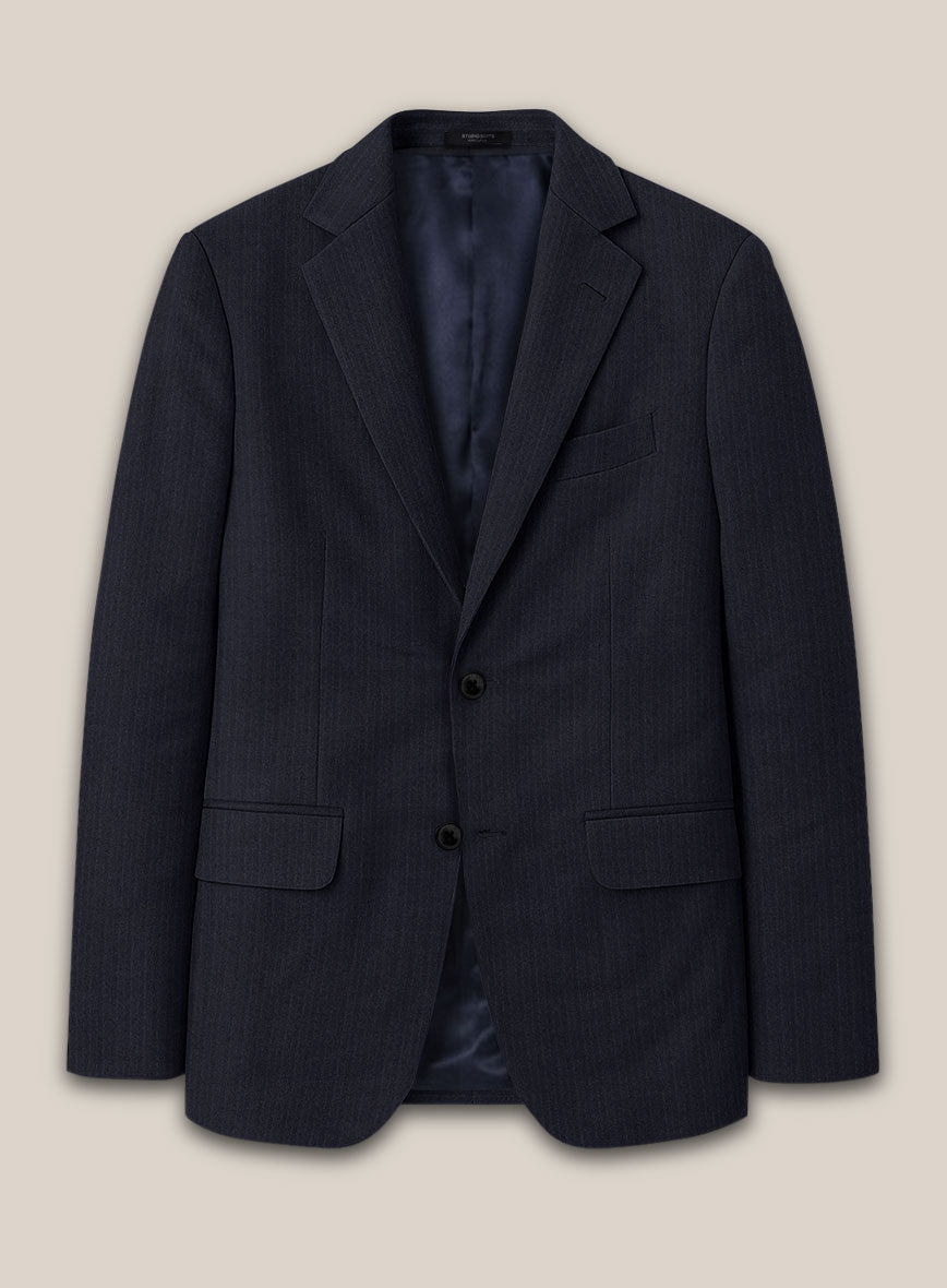 Scabal Sapphire Pinstripe Navy Wool Suit - StudioSuits