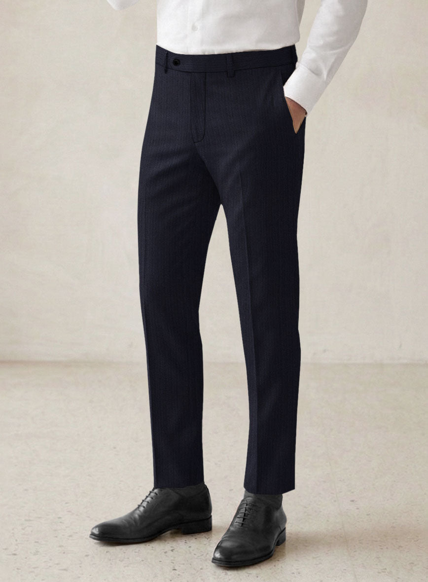 Scabal Sapphire Pinstripe Navy Wool Suit - StudioSuits