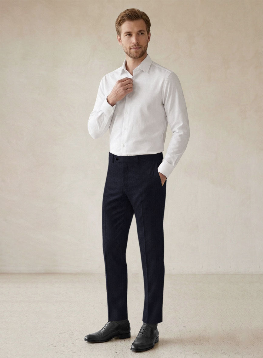Scabal Sapphire Pinstripe Navy Wool Suit - StudioSuits