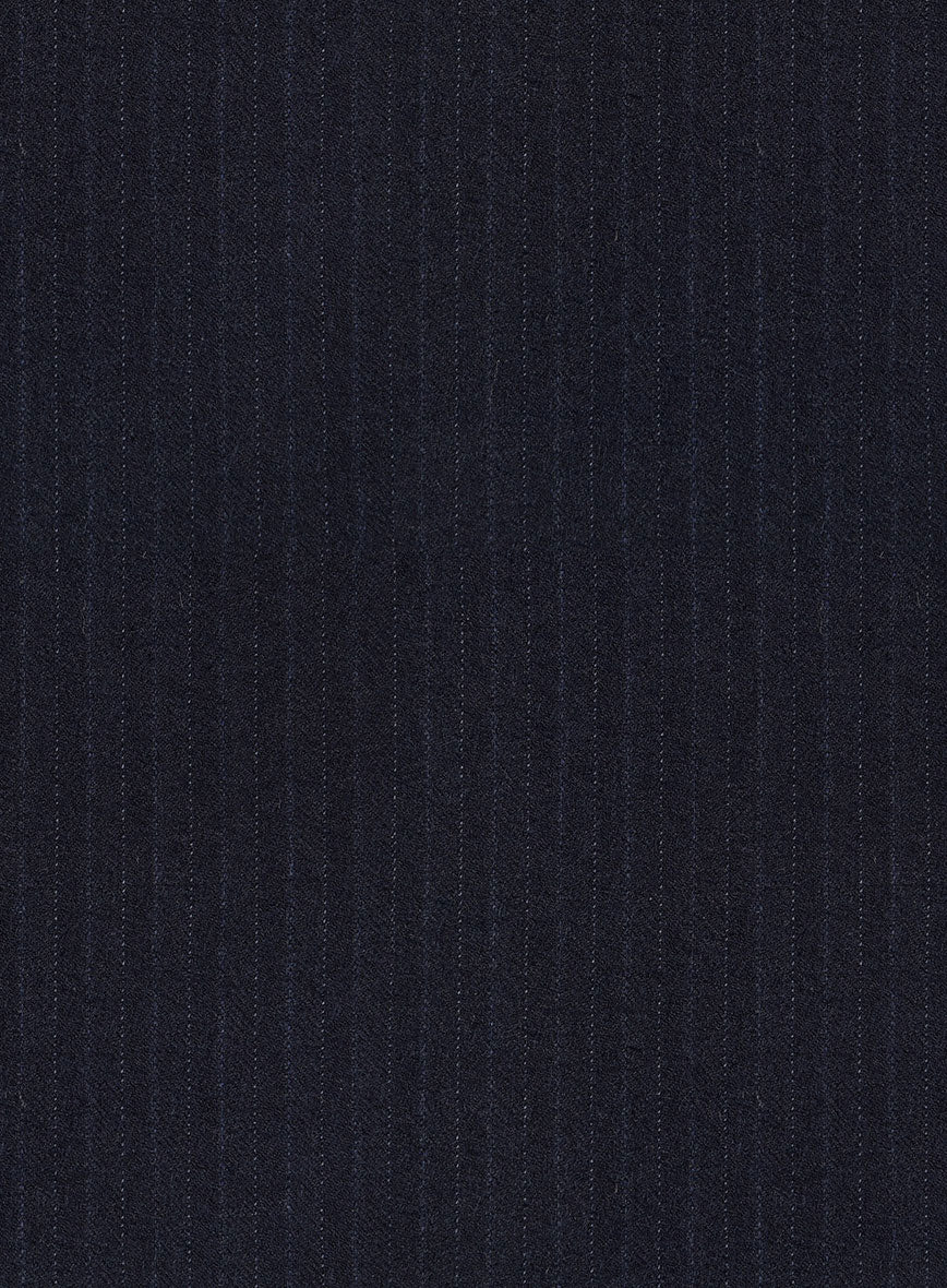 Scabal Sapphire Pinstripe Navy Wool Pants - StudioSuits