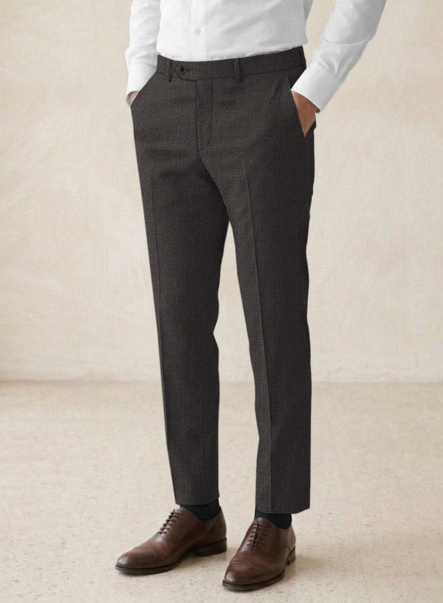 Scabal Sauri Brown Wool Pants - StudioSuits