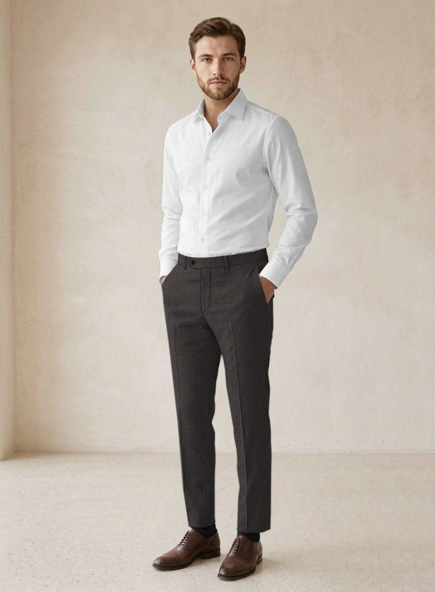 Scabal Sauri Brown Wool Pants - StudioSuits