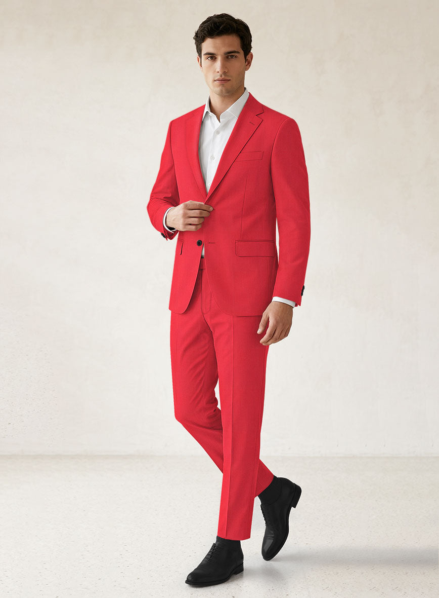 Scabal Scarlet Red Wool Suit - StudioSuits