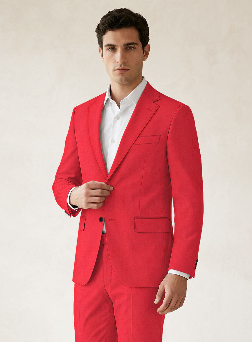 Scabal Scarlet Red Wool Suit - StudioSuits