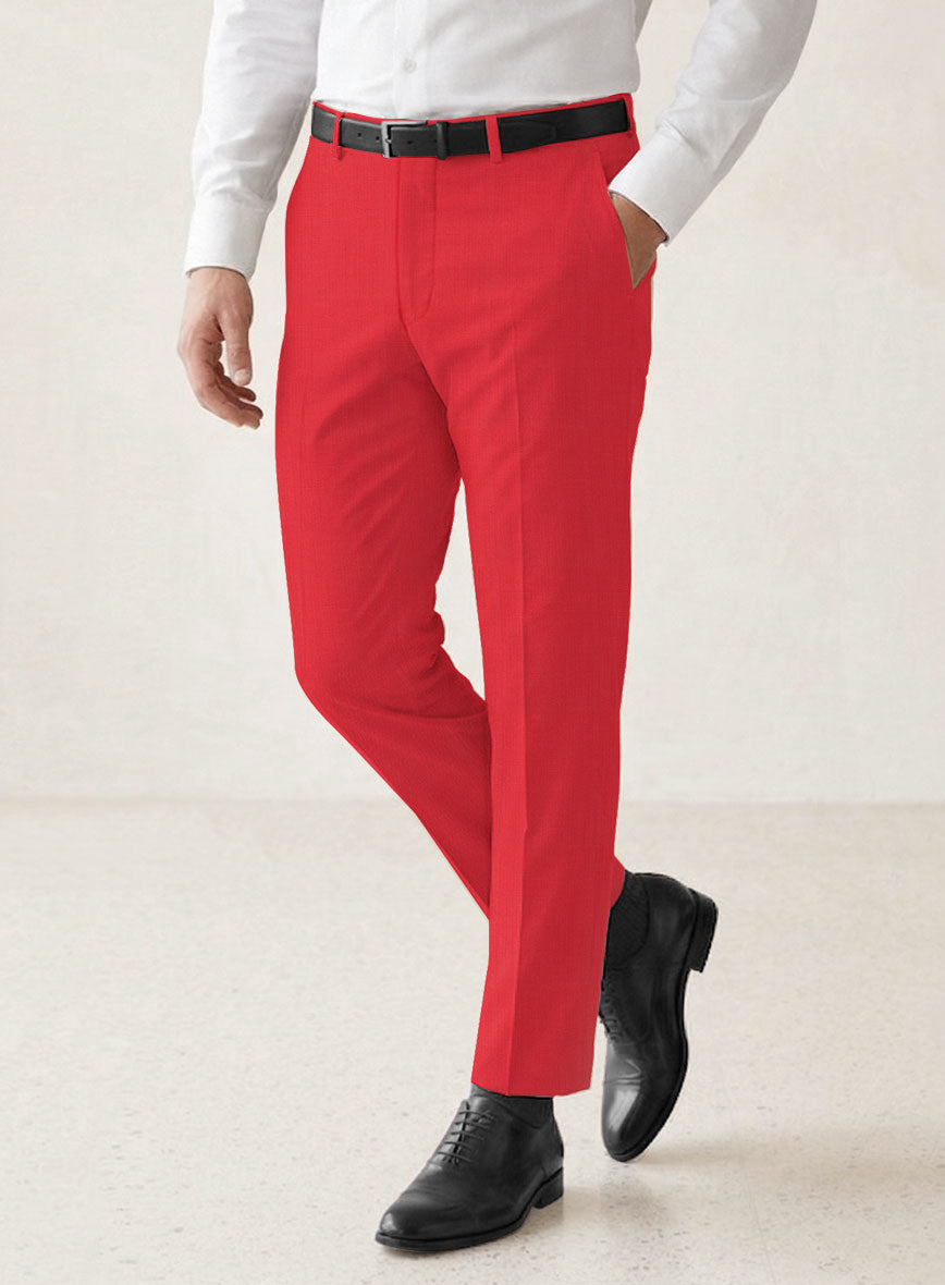 Scabal Scarlet Red Wool Pants - StudioSuits