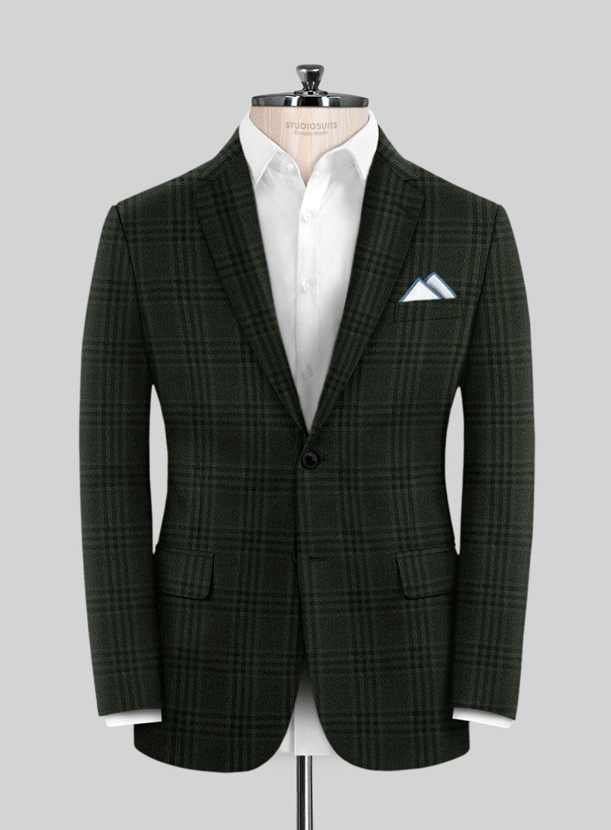 Scabal Seaweed Green Checks Wool Jacket - StudioSuits