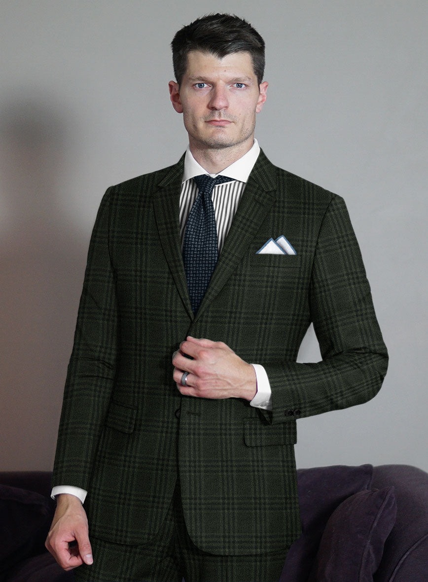 Scabal Seaweed Green Checks Wool Jacket - StudioSuits
