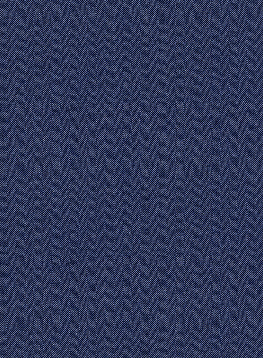 Scabal Siano Herringbone Blue Wool Jacket - StudioSuits