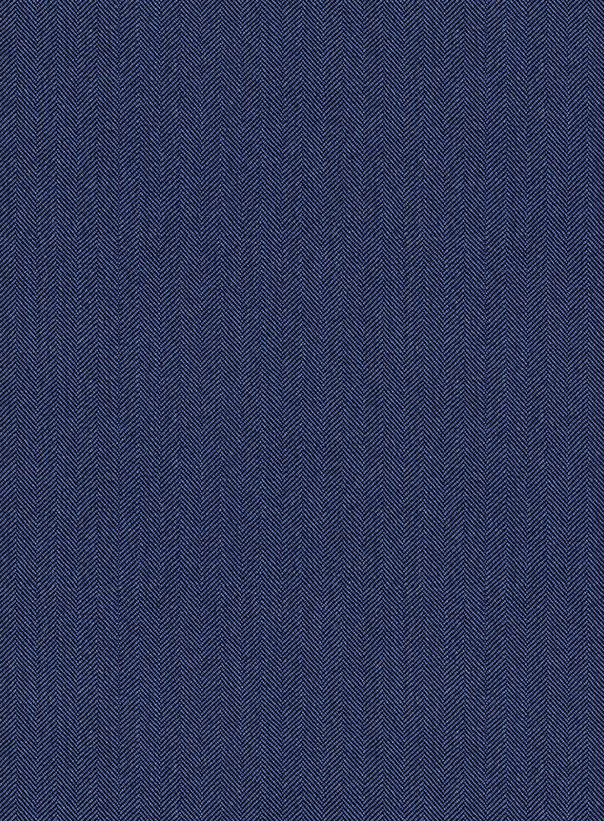 Scabal Siano Herringbone Blue Wool Jacket - StudioSuits
