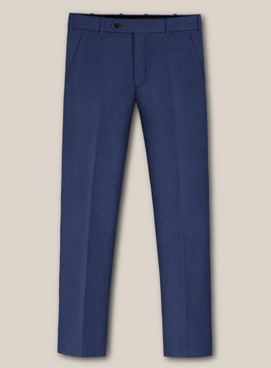 Scabal Siano Herringbone Blue Wool Suit - StudioSuits
