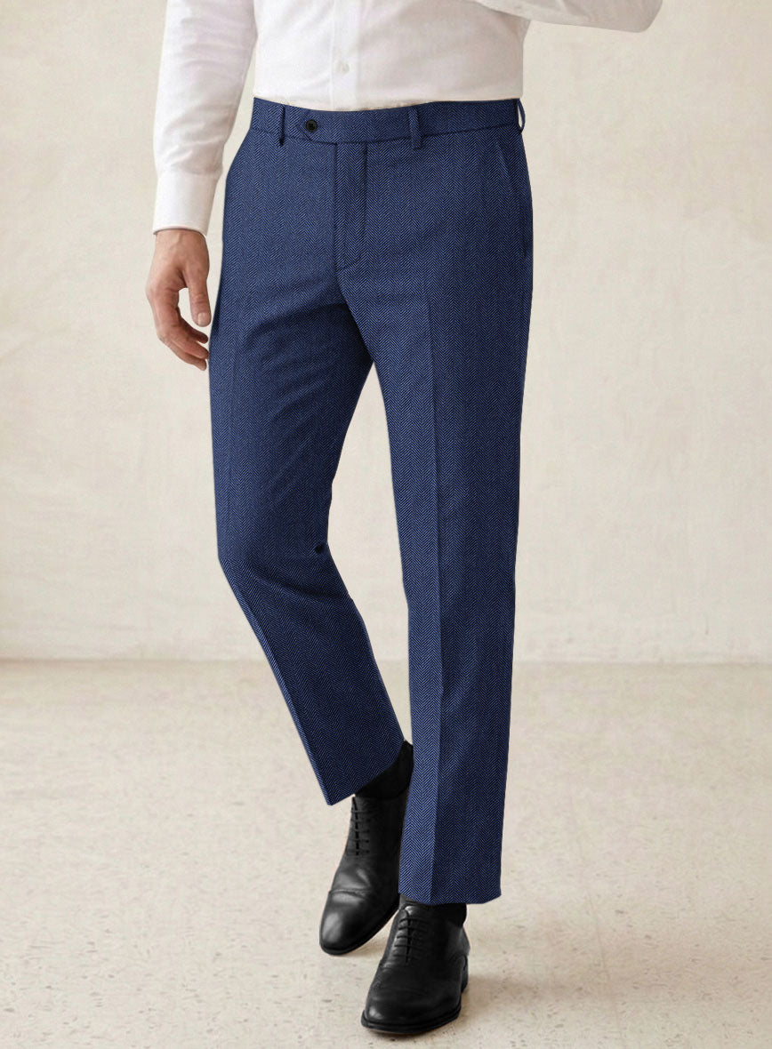 Scabal Siano Herringbone Blue Wool Suit - StudioSuits