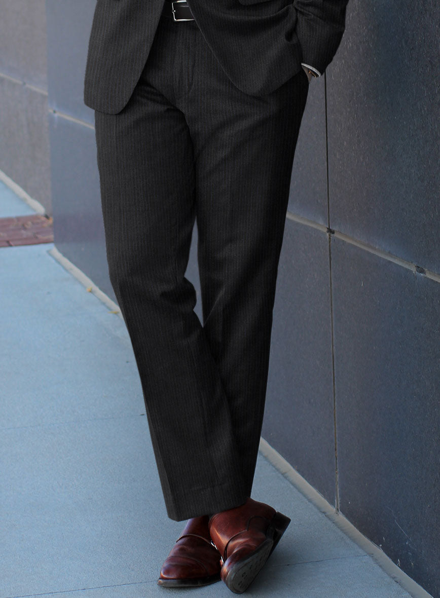 Scabal Sifro Stripe Gray Wool Pants - StudioSuits