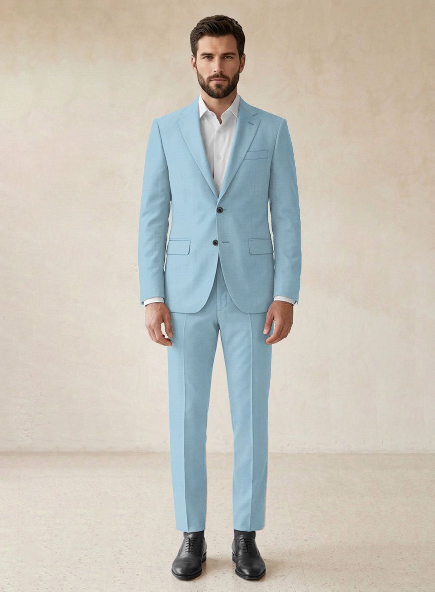 Scabal Sky Blue Wool Suit - StudioSuits