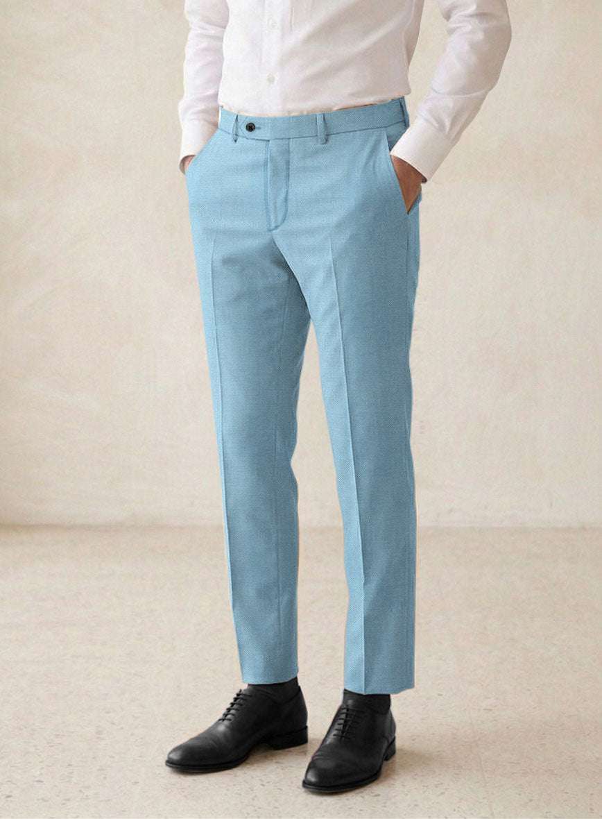 Scabal Sky Blue Wool Pants - StudioSuits