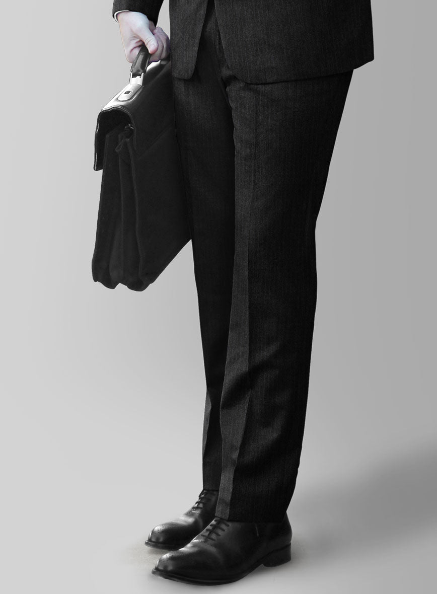 Scabal Sapphire Pinstripe Charcoal Wool Suit - StudioSuits