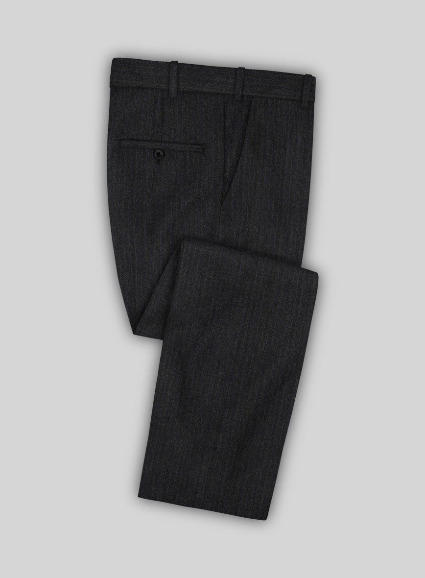 Scabal Sapphire Pinstripe Charcoal Wool Suit - StudioSuits