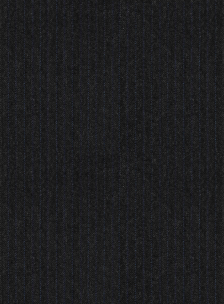 Scabal Sapphire Pinstripe Charcoal Wool Suit - StudioSuits