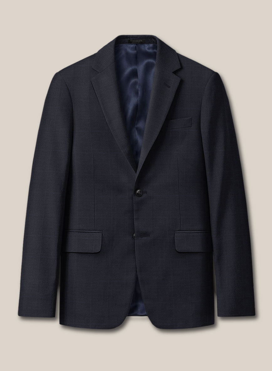 Scabal Sval Windowpane Blue Wool Suit - StudioSuits