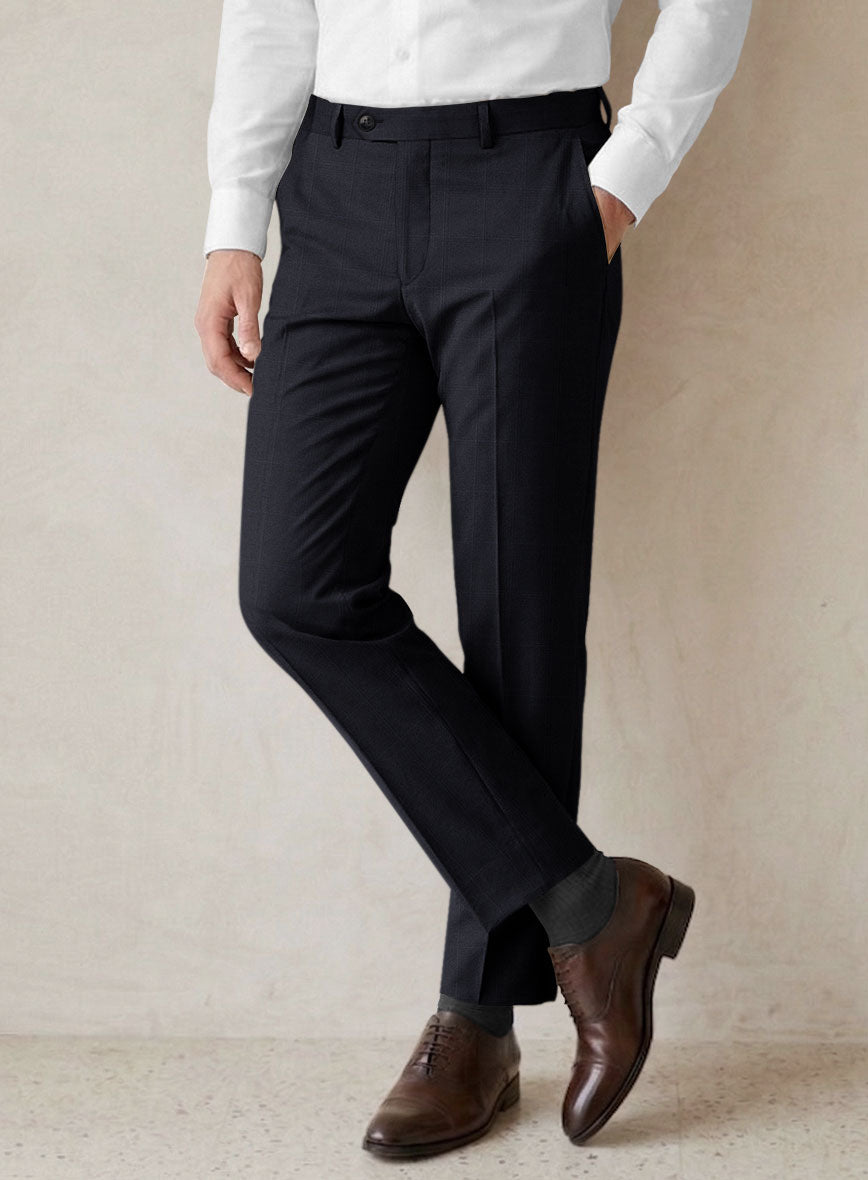 Scabal Sval Windowpane Blue Wool Suit - StudioSuits