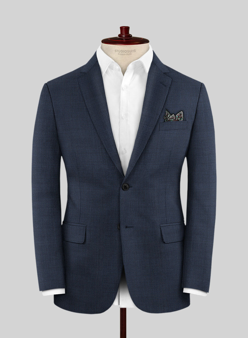 Scabal Tasar Pinhead Blue Wool Jacket - StudioSuits