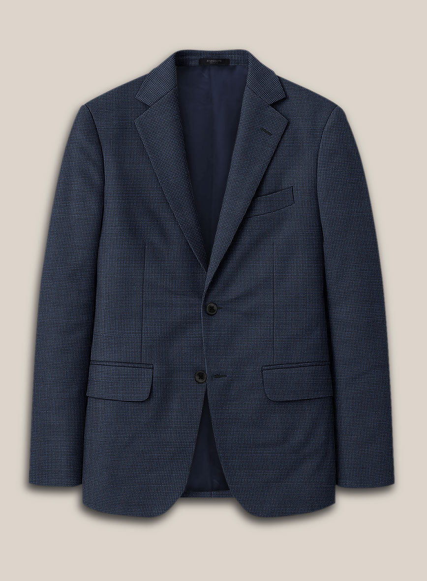 Scabal Tasar Pinhead Blue Wool Jacket - StudioSuits