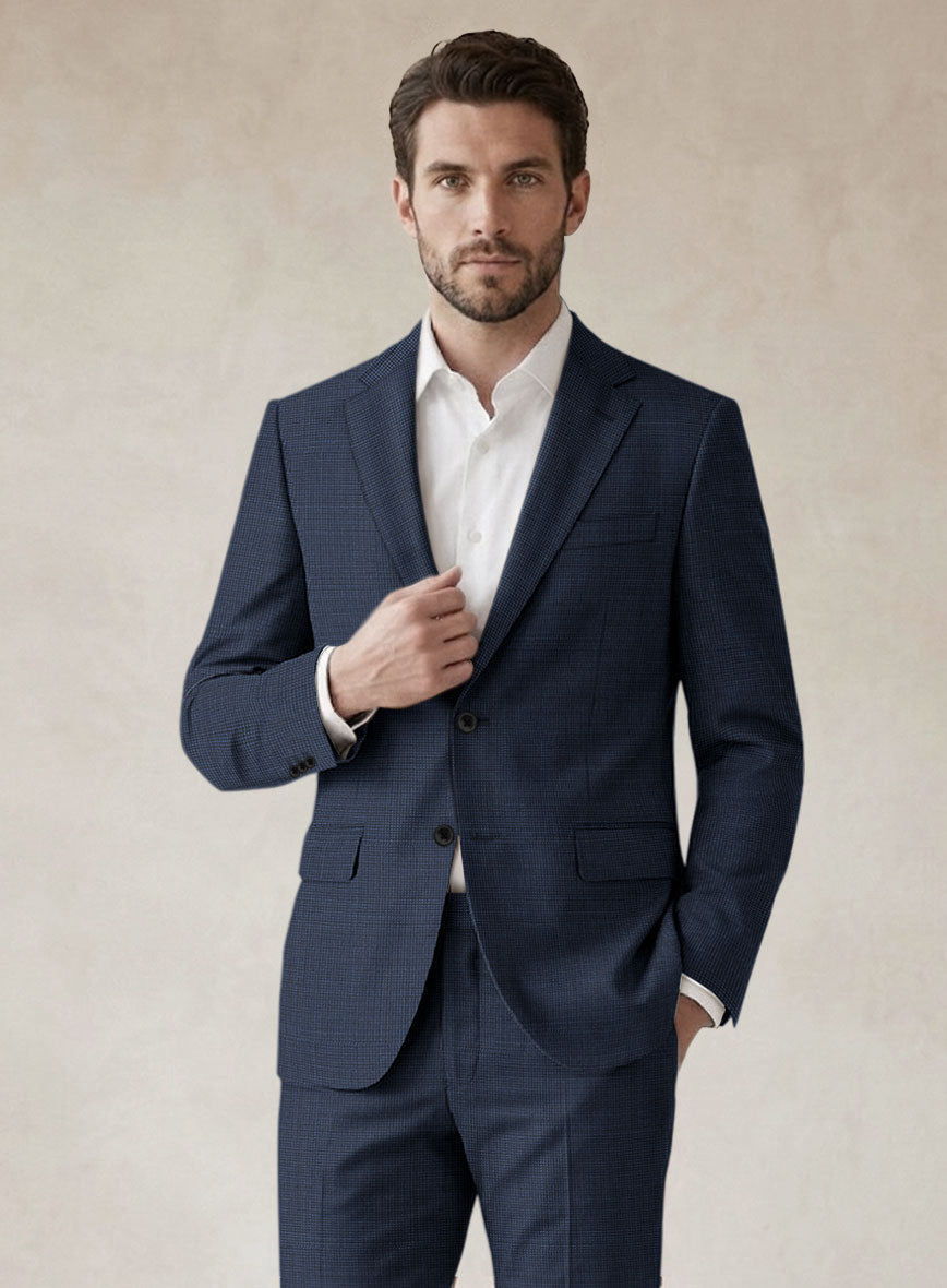 Scabal Tasar Pinhead Blue Wool Jacket - StudioSuits