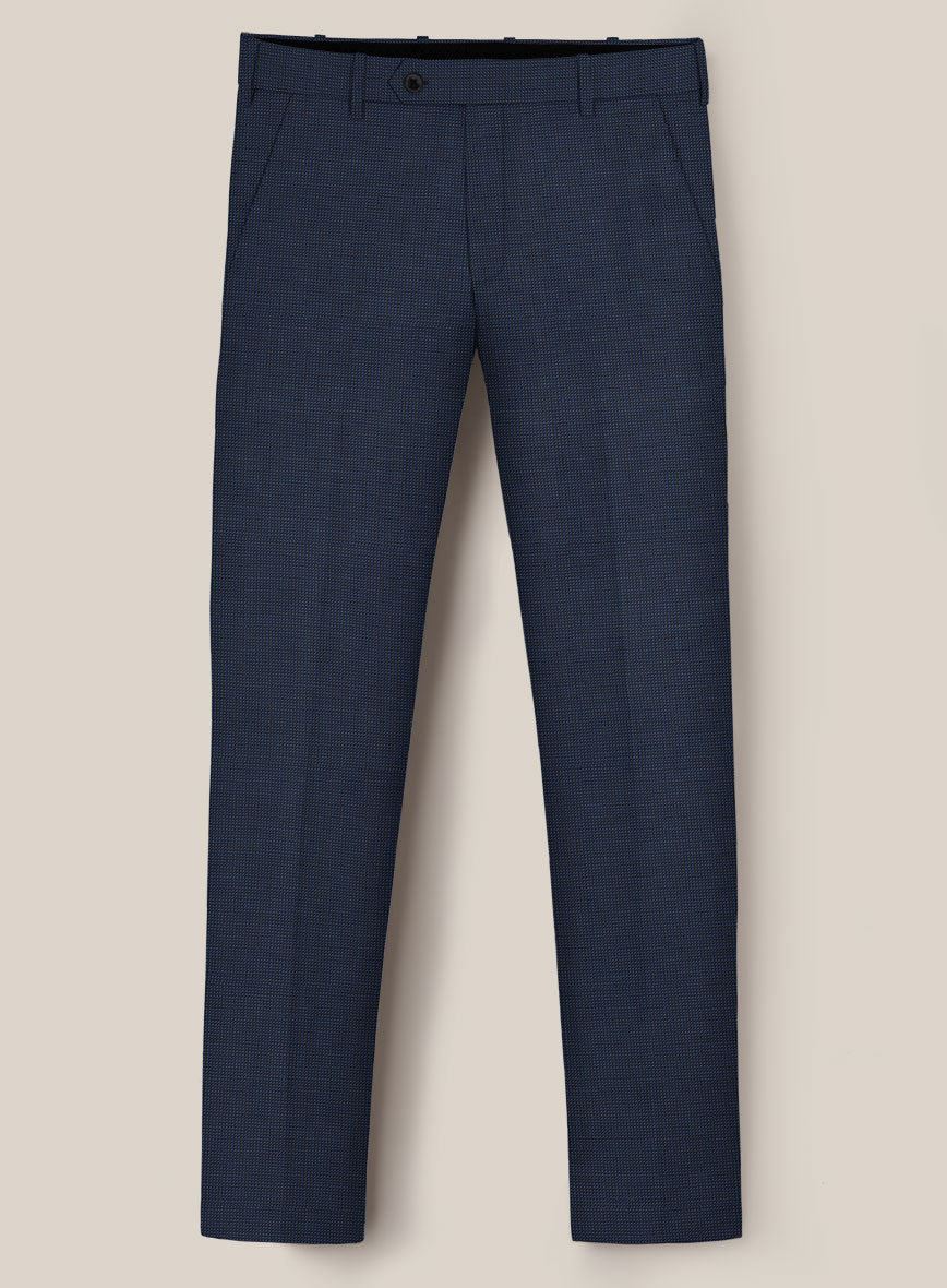 Scabal Tasar Pinhead Blue Wool Pants - StudioSuits