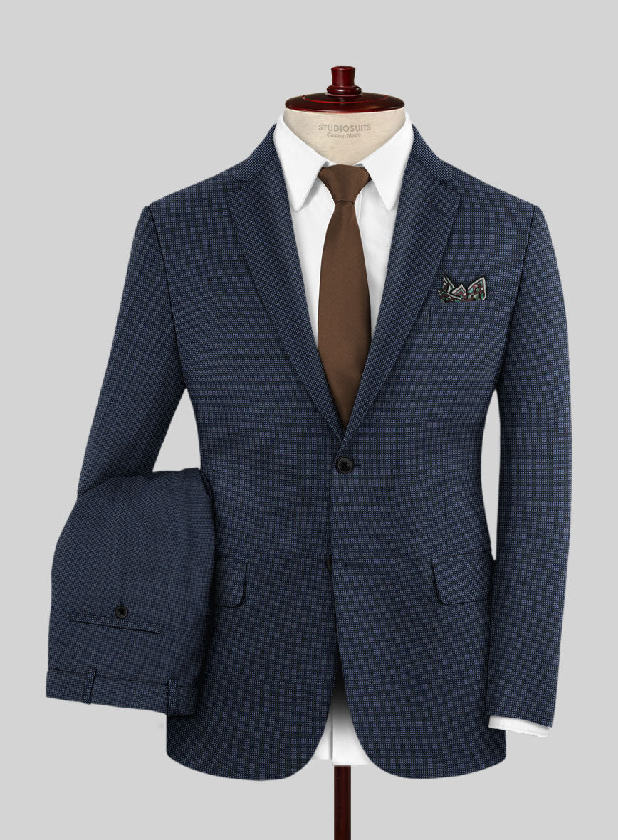 Scabal Tasar Pinhead Blue Wool Suit - StudioSuits