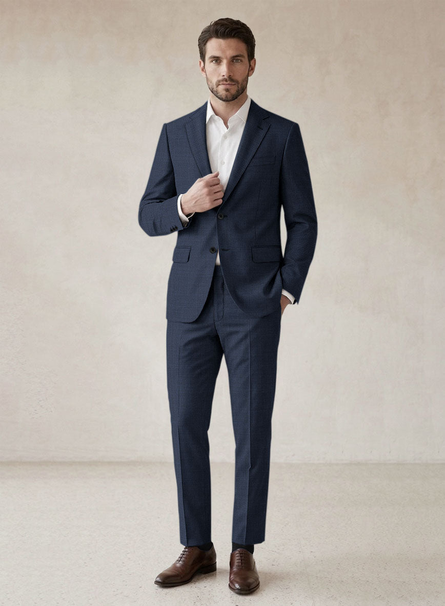 Scabal Tasar Pinhead Blue Wool Suit - StudioSuits