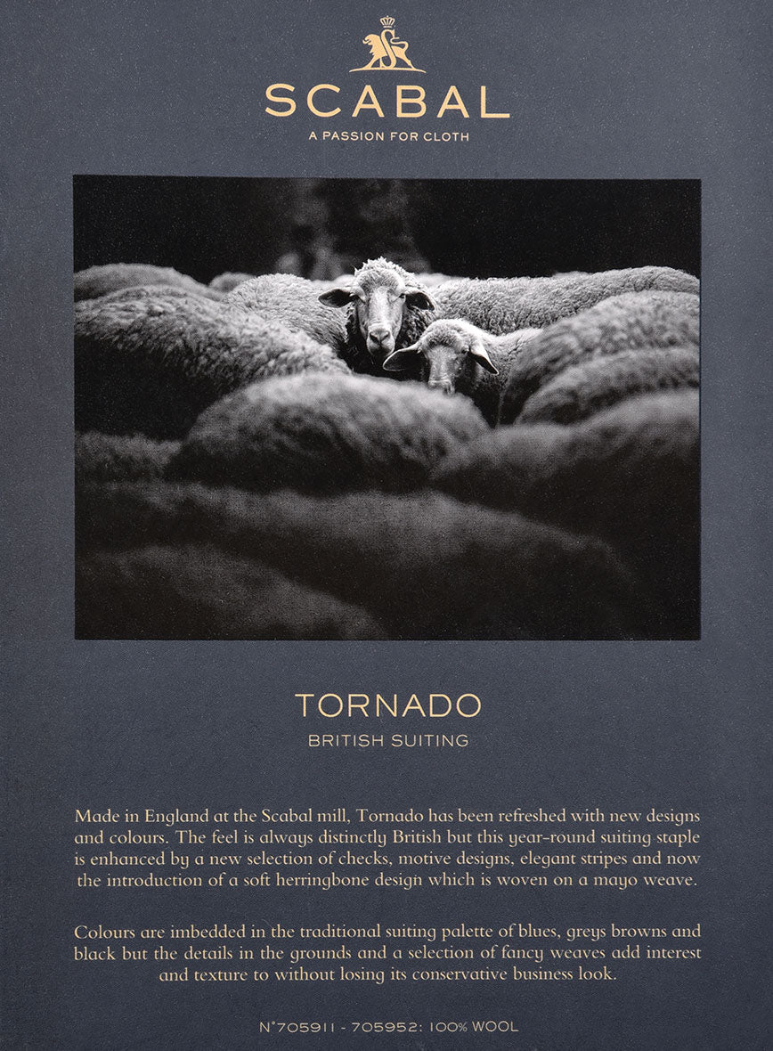 Scabal Tornado Herringbone Blue Wool Jacket - StudioSuits