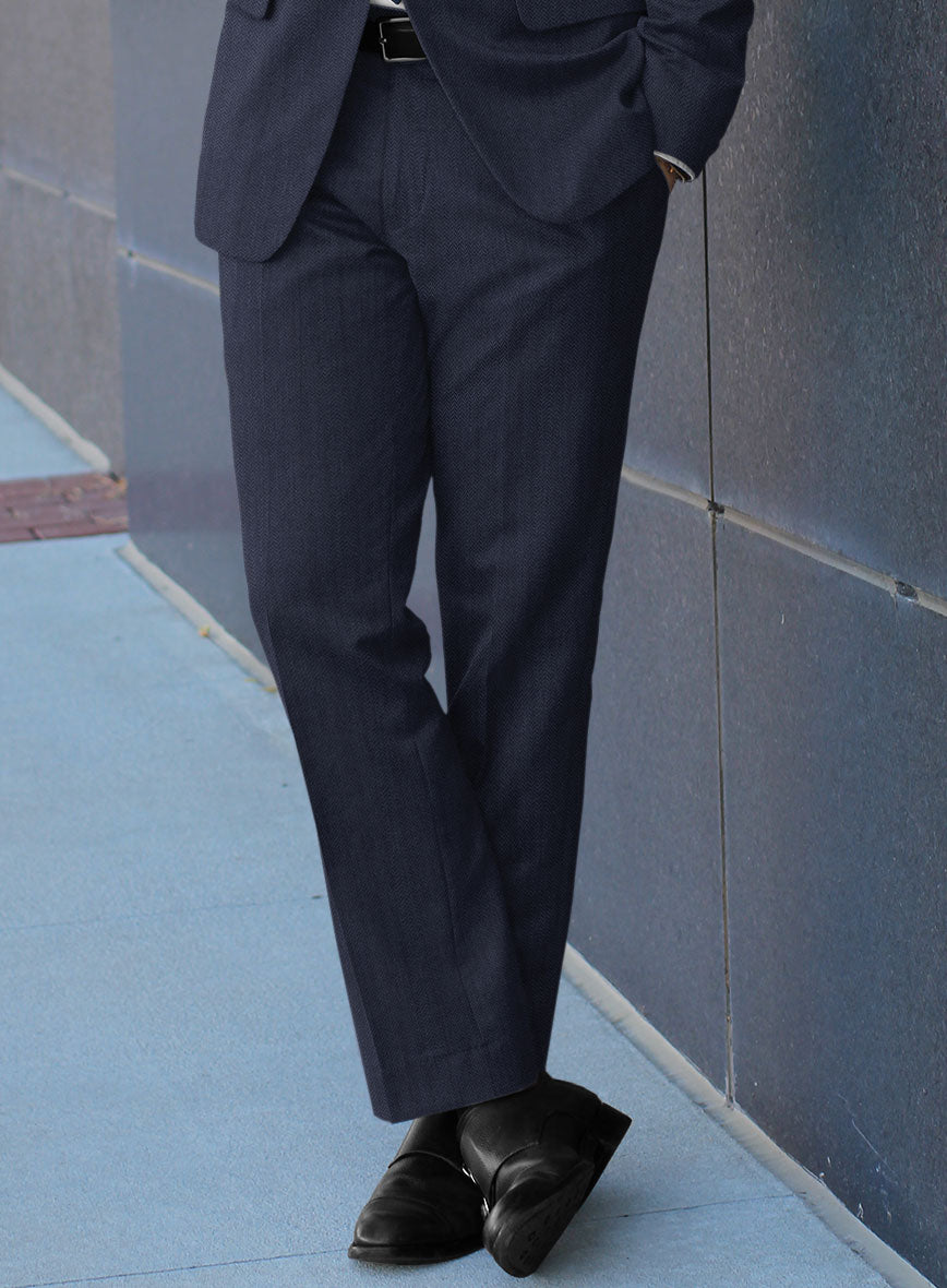 Scabal Tornado Abran Blue Wool Pants - StudioSuits