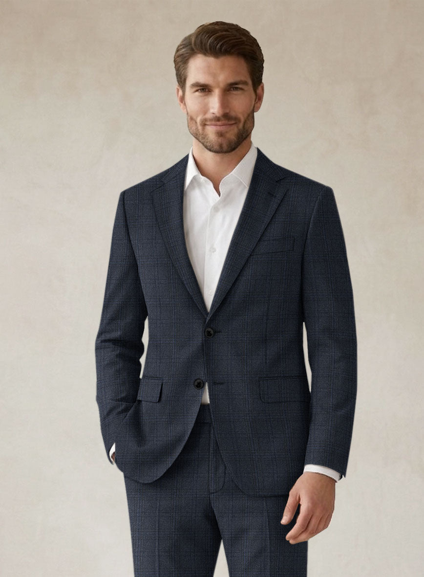 Scabal Tornado Checks Blue Wool Jacket - StudioSuits