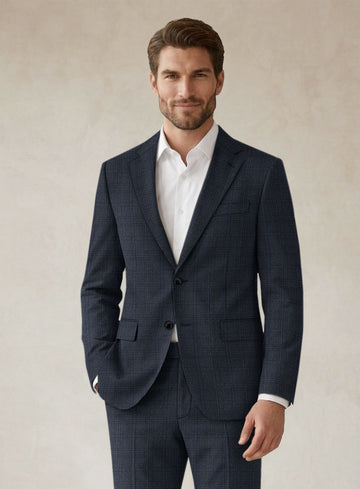 Scabal Tornado Checks Blue Wool Jacket - StudioSuits