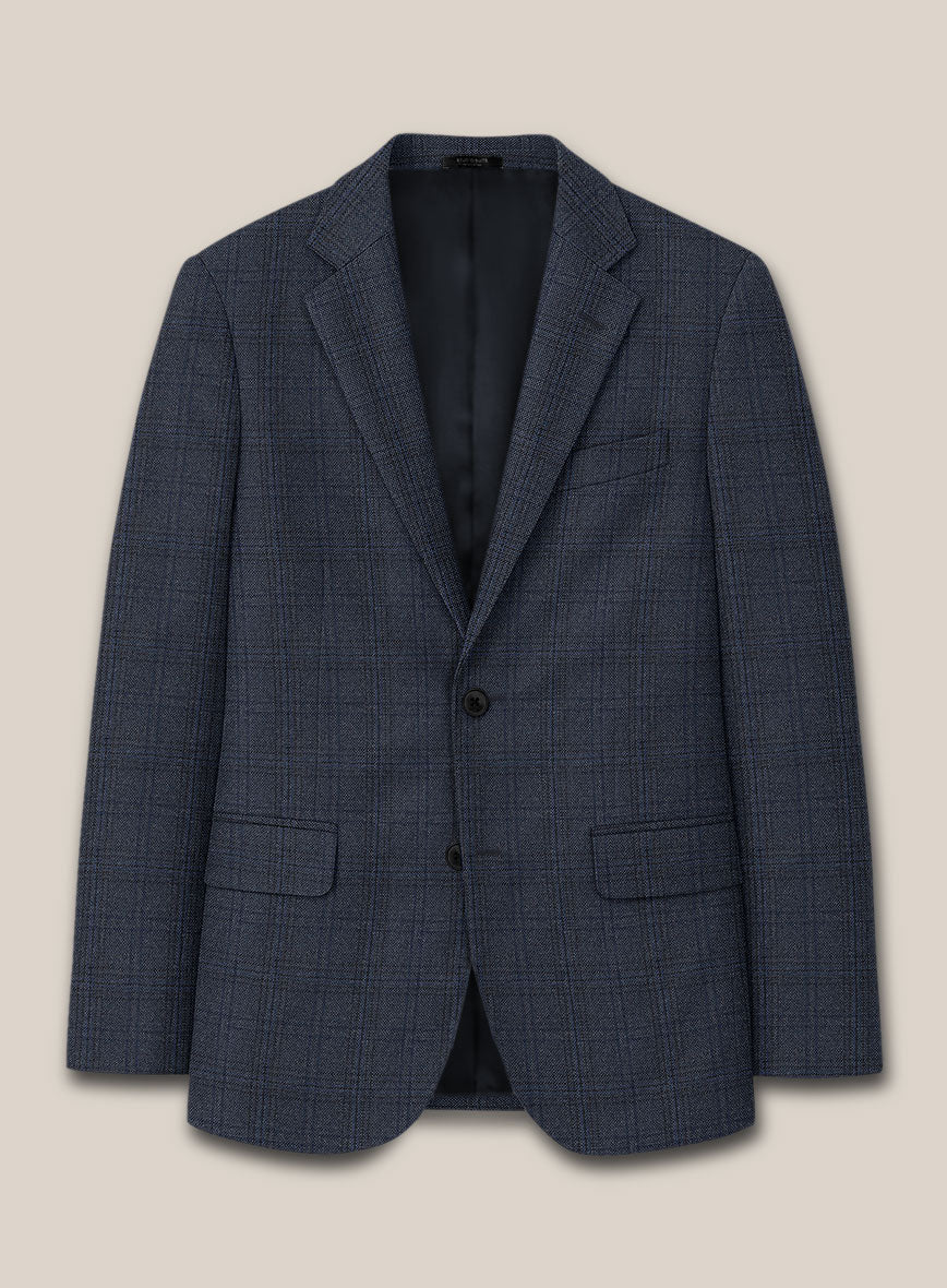Scabal Tornado Checks Blue Wool Jacket - StudioSuits