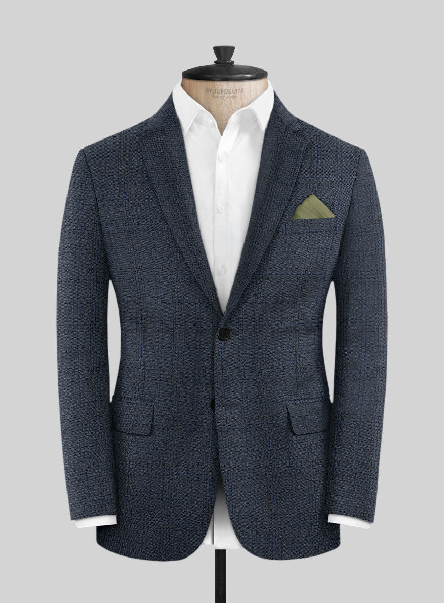 Scabal Tornado Checks Blue Wool Jacket - StudioSuits