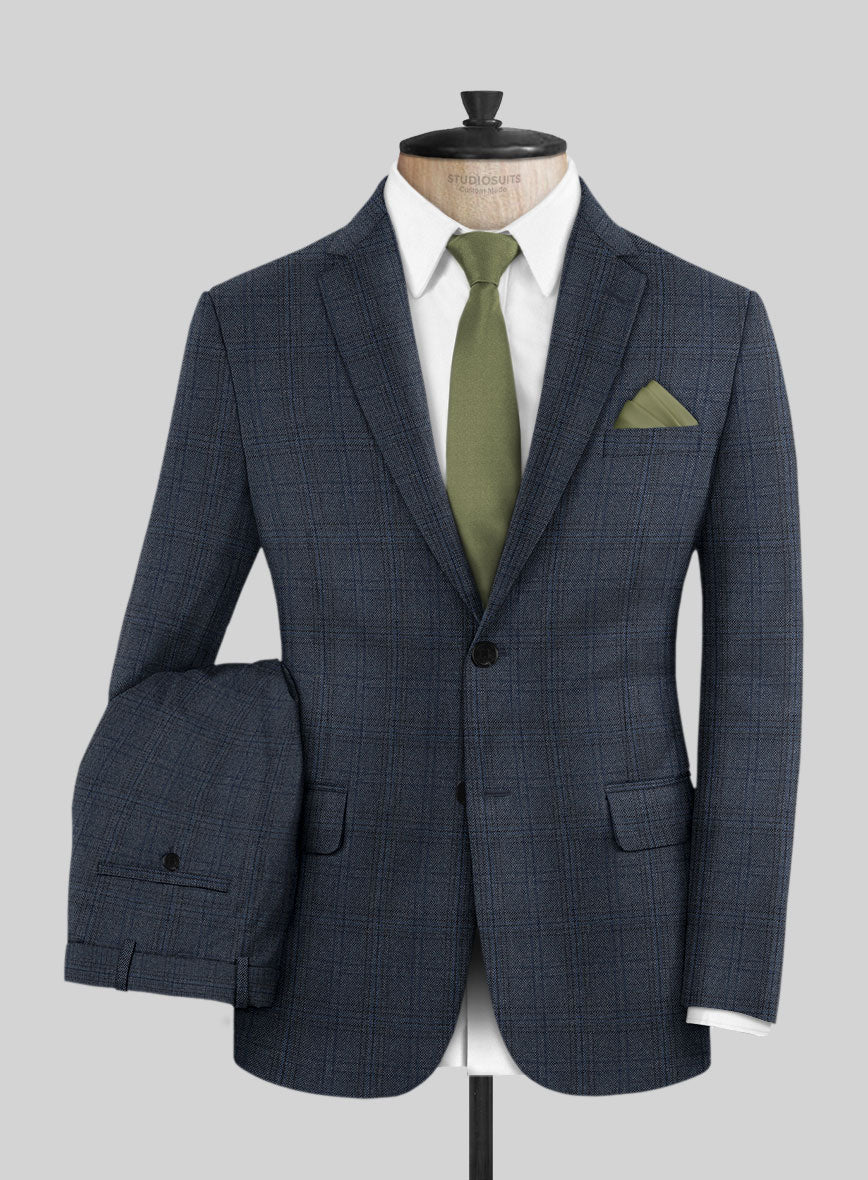 Scabal Tornado Checks Blue Wool Suit - StudioSuits