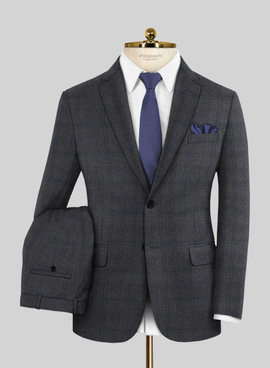 Scabal Tornado Checks Dark Gray Wool Suit - StudioSuits