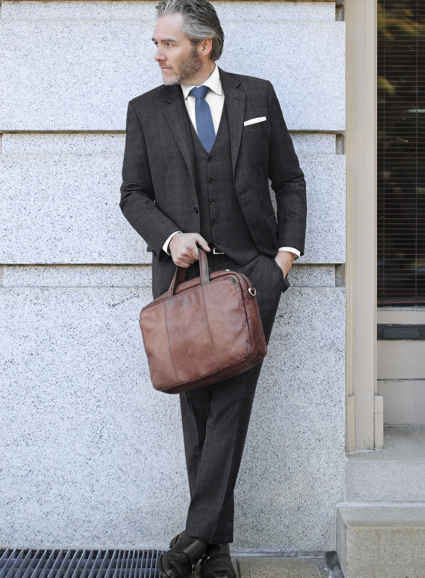 Scabal Tornado Checks Dark Gray Wool Suit - StudioSuits
